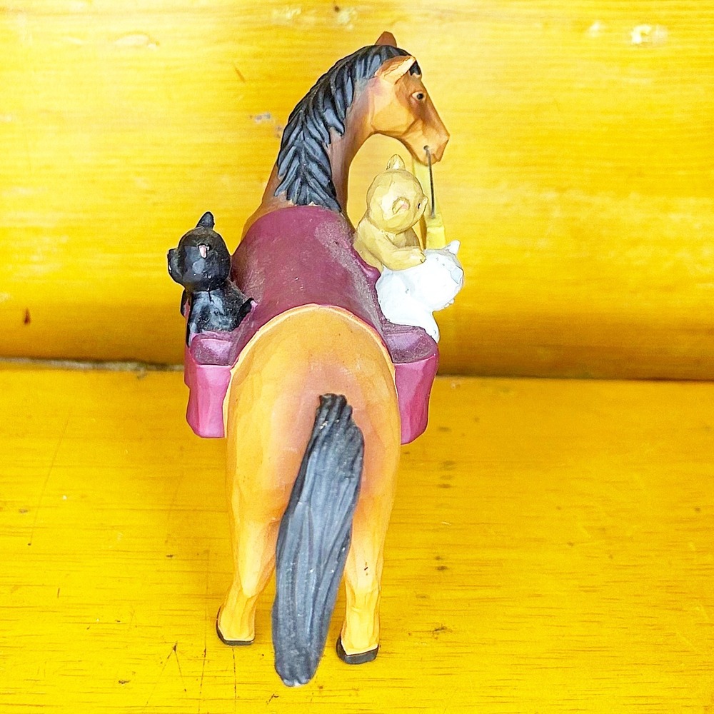 Horse with Free Kittens Figurine Cat Lover Whimsical Resin Statue - Picture 4 of 7